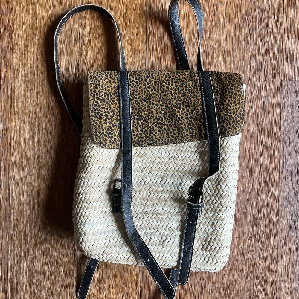 Woven Straw beach backpack